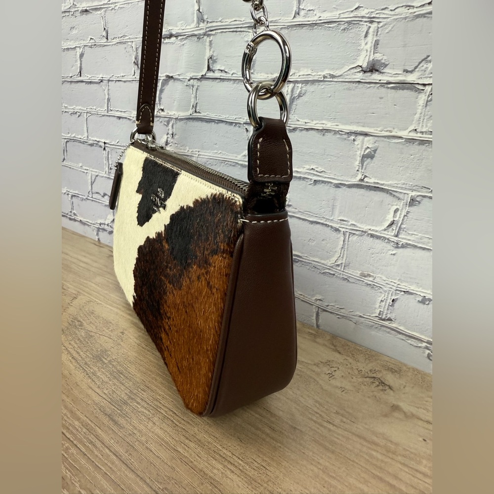 Coach Nolita 19 Cow Print NWT Silver with a free unbranded chain extender silver - Picture 4 of 14